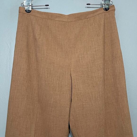 Alfred Dunner Size 12 Camel Tan Wide Leg Trousers Classic Dress Pants Minimalist - Picture 2 of 11